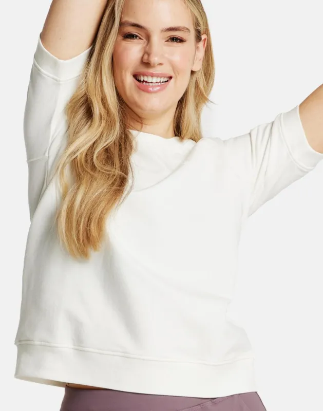 Varsity Sweat Crew in White sold by Gym+Coffee