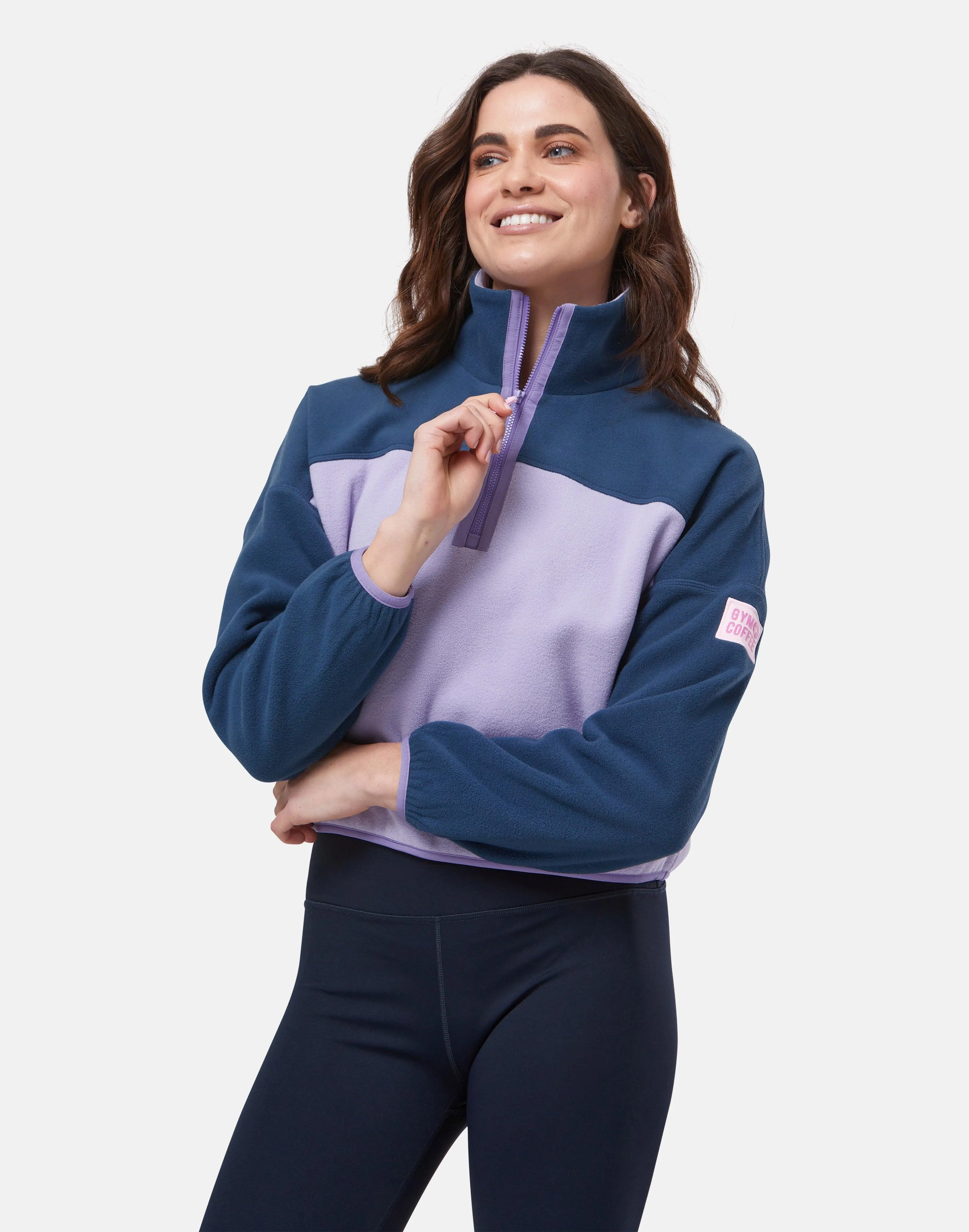 Half Zip Crop Polar Fleece in Lilac sold by Gym+Coffee product image thumbnail 3