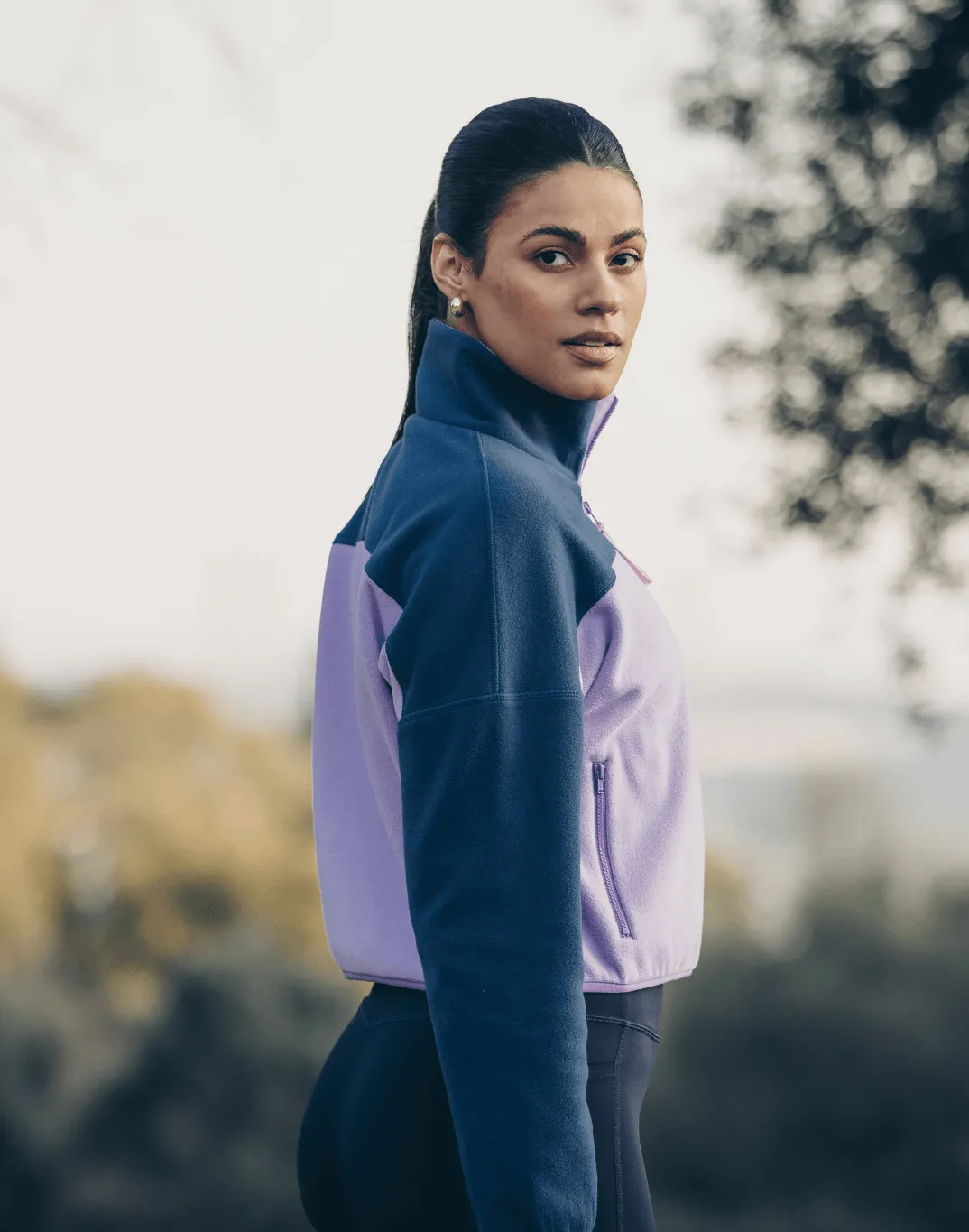 Half Zip Crop Polar Fleece in Lilac sold by Gym+Coffee product image thumbnail 2