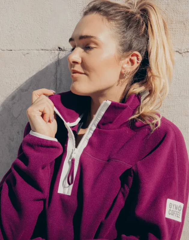 Half Zip Polar Fleece in Sangria sold by Gym+Coffee
