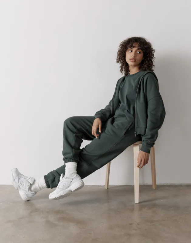 The Womens Full Zip Hoodie in Earth Green sold by Gym+Coffee