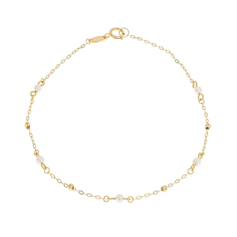 Elements Gold GB518W Trace Chain Station Bracelet Freshwater Pearls sold by H.S. Johnson