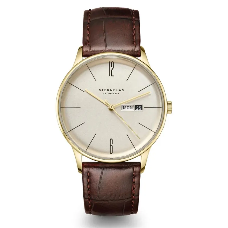 Sternglas S01-BE14-HE01 Men's Berlin Brown Leather Strap Wristwatch sold by H.S. Johnson