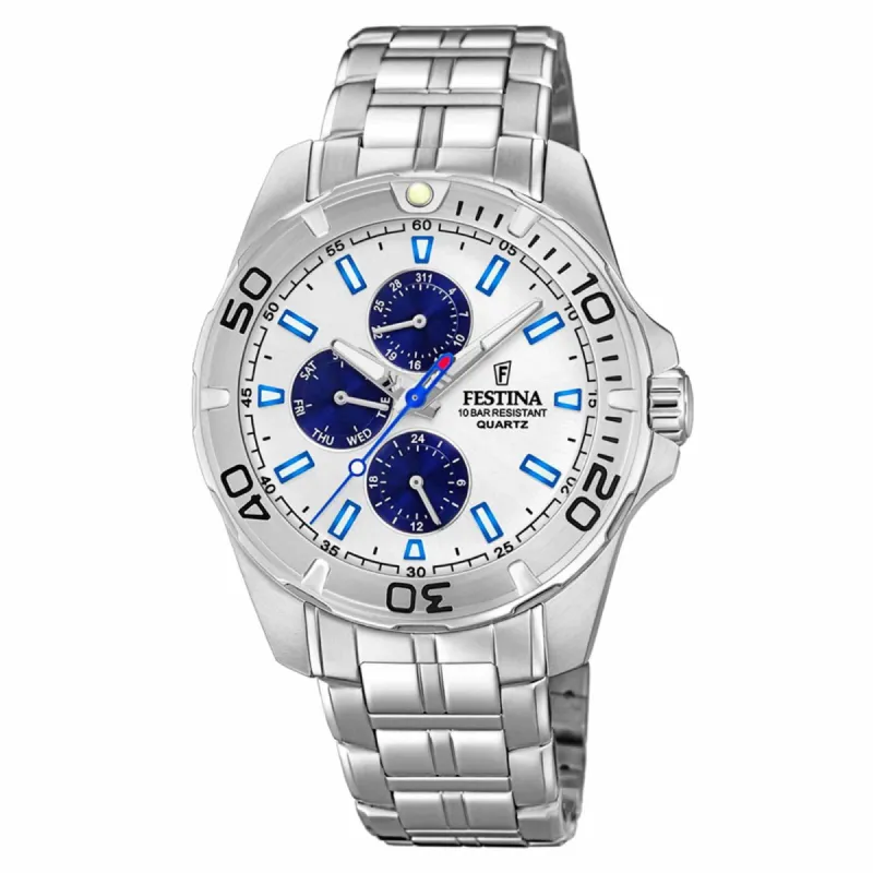 Festina F20445/1 Men's White Dial Multi-Function Wristwatch sold by H.S. Johnson