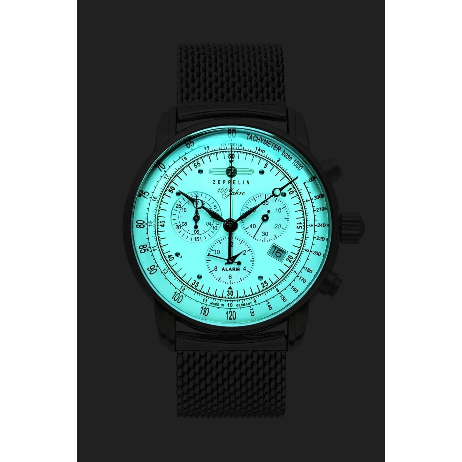 Zeppelin 8680-3 100 Years Silver Tone Dial Chronograph Watch sold by H.S. Johnson product image thumbnail 2