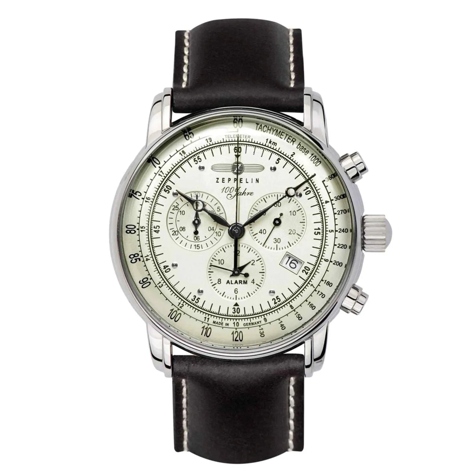 Zeppelin 8680-3 100 Years Silver Tone Dial Chronograph Watch sold by H.S. Johnson