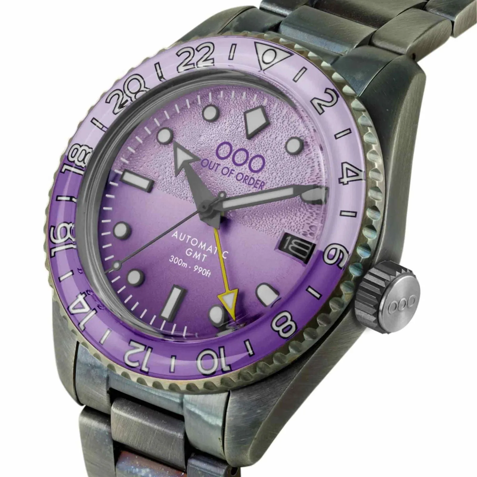 Out Of Order 001-25.LA.BAND Men's Dark Violet Auto Ultra Distressed GMT Watch sold by H.S. Johnson product image thumbnail 4