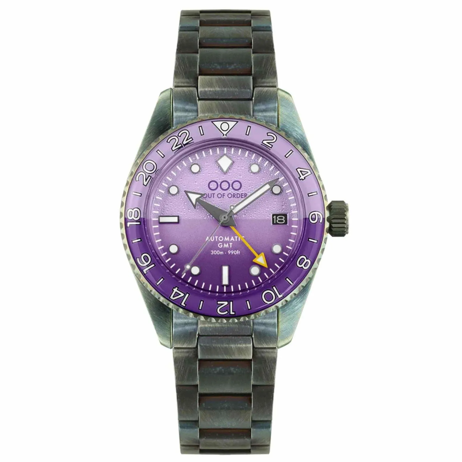 Out Of Order 001-25.LA.BAND Men's Dark Violet Auto Ultra Distressed GMT Watch sold by H.S. Johnson