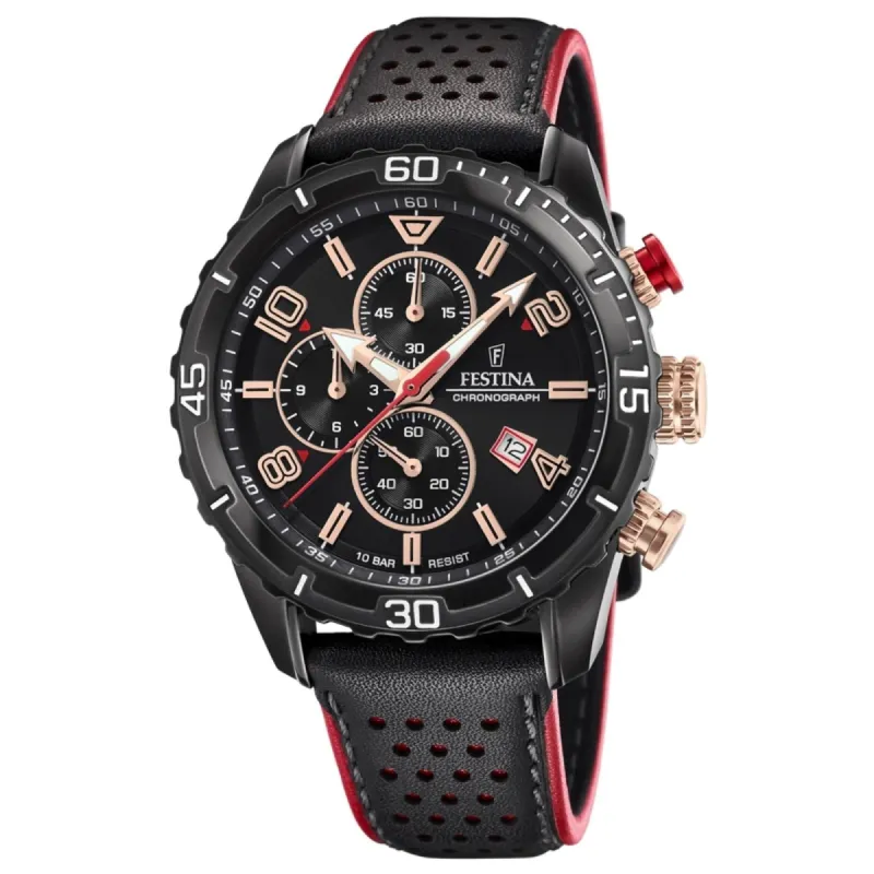 Festina F20519/4 Men's Chronograph Black Dial And Leather Strap Wristwatch sold by H.S. Johnson