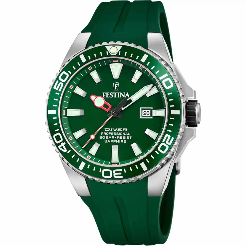 Festina F20664/2 Men's Green Dial Diver Wristwatch sold by H.S. Johnson
