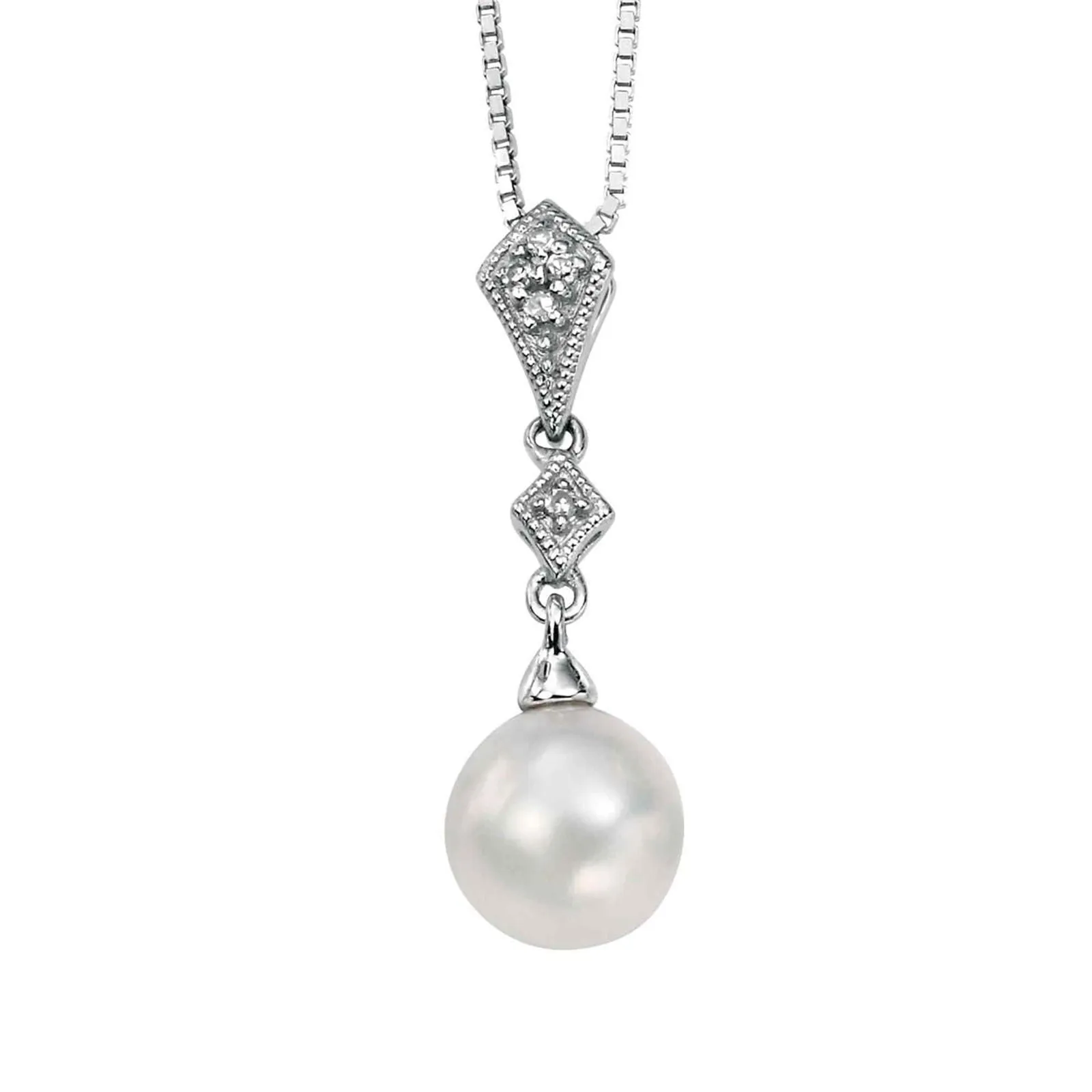 Elements Gold GP785W Freshwater Pearl Diamond Drop Pendant Only sold by H.S. Johnson