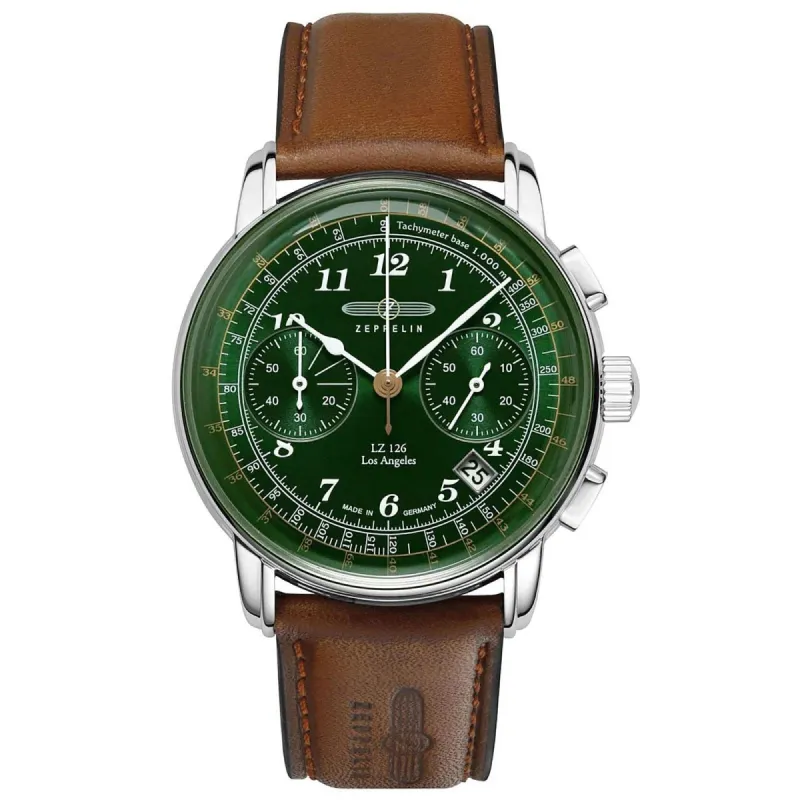 Zeppelin 7614-4 Los Angeles Chronograph Brown Leather Strap Watch sold by H.S. Johnson