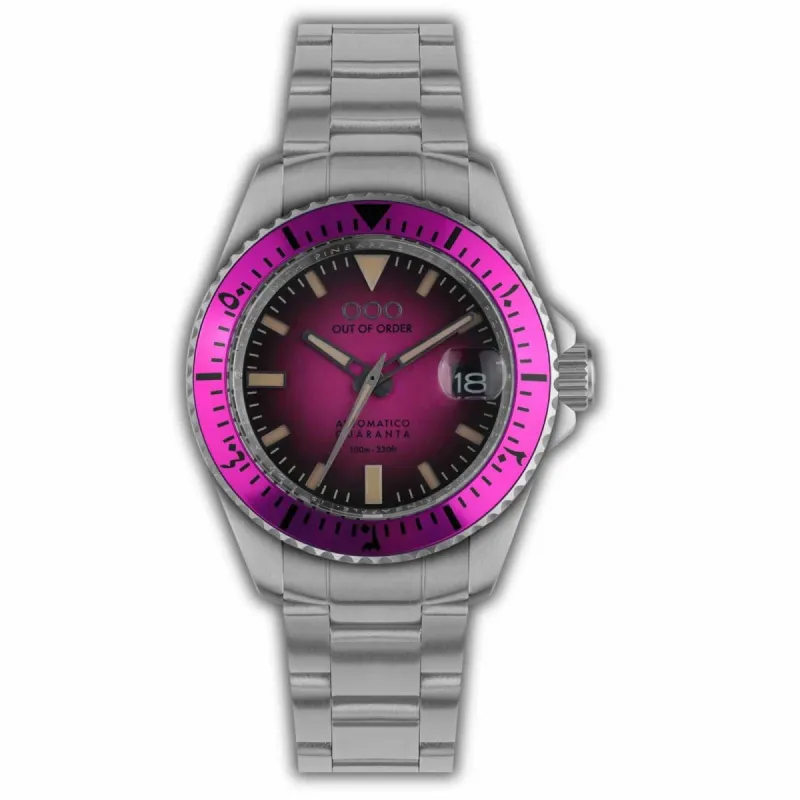 Out Of Order 001-21.FX.SS Automatico Quaranta Magenta Ultra Brushed Wristwatch sold by H.S. Johnson