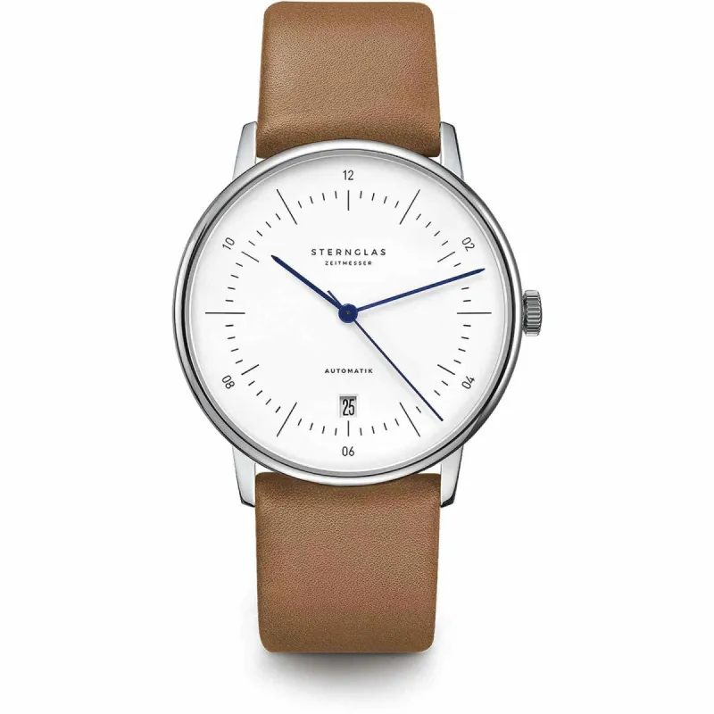 Sternglas S02-NA01-PR01 Men's Naos Automatic Brown Leather Strap Wristwatch sold by H.S. Johnson