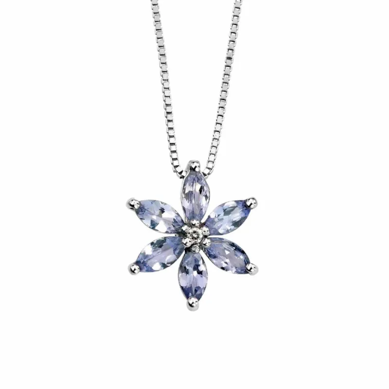 Elements Gold GP781M Tanzanite Flower Diamond Pendant Only sold by H.S. Johnson