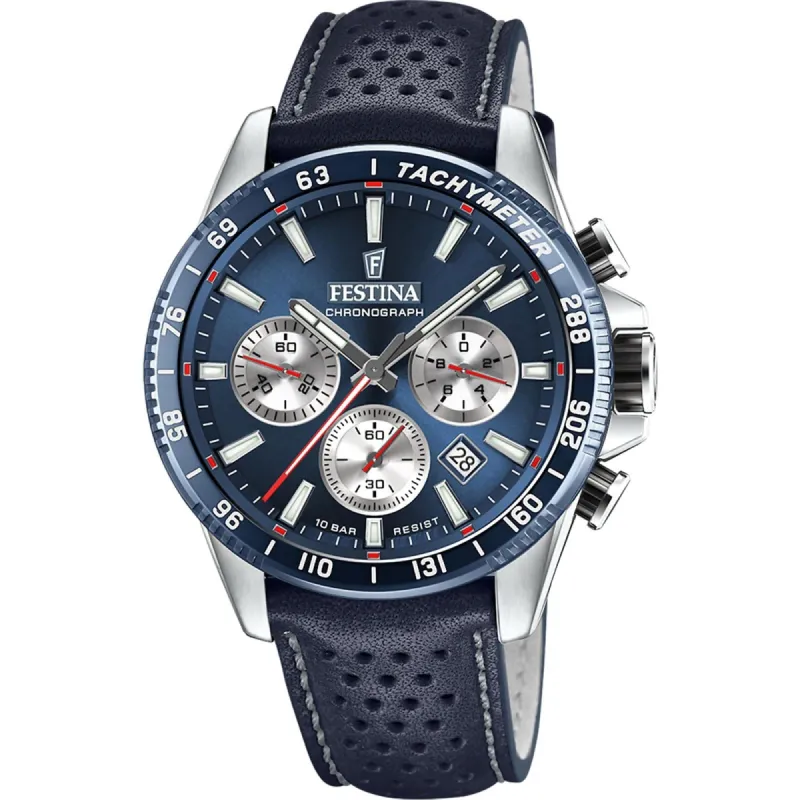 Festina F20561/2 Men's Blue Dial And Leather Strap Wristwatch sold by H.S. Johnson