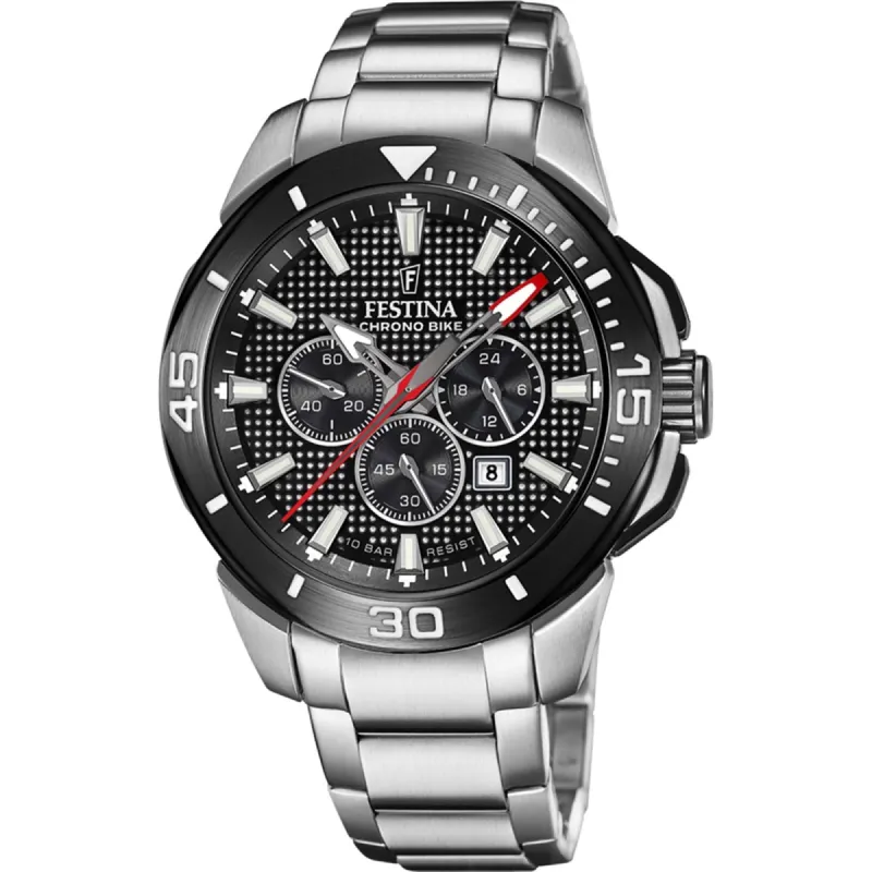 Festina F20641/4 Men's Black Chrono Bike Steel Bracelet Wristwatch sold by H.S. Johnson