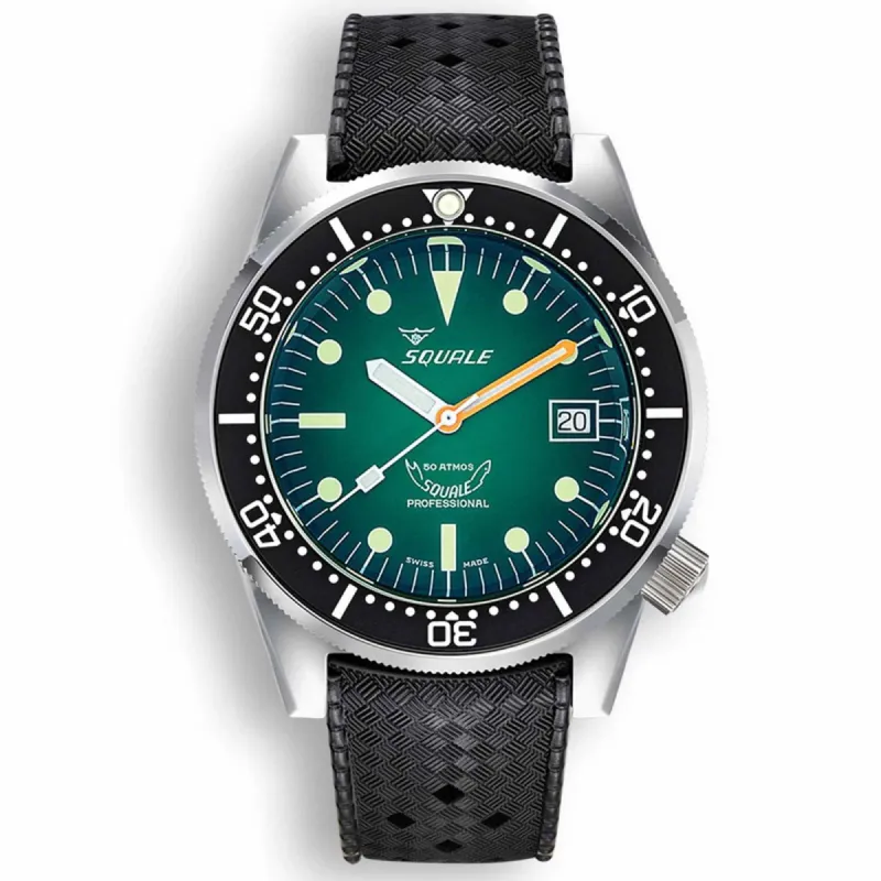 Squale 1521PROFGR.HT Green Ray Rubber Diver Watch sold by H.S. Johnson