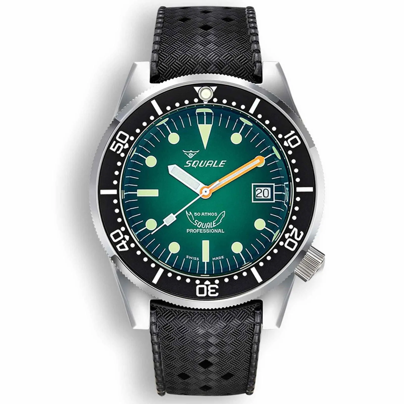 Squale 1521PROFGR.HT Green Ray Rubber Diver Watch sold by H.S. Johnson