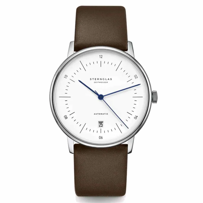 Sternglas S02-NA01-PR04 Men's Naos Automatic Brown Leather Strap Wristwatch sold by H.S. Johnson