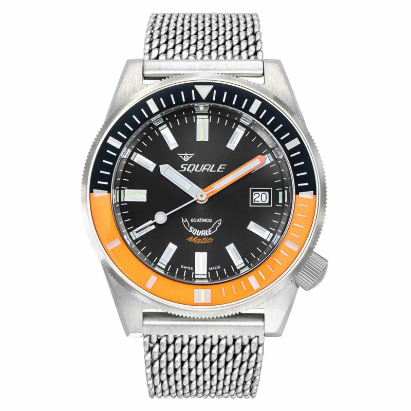 Squale MATICXSC.ME22 600M Satin Orange Mesh Wristwatch sold by H.S. Johnson