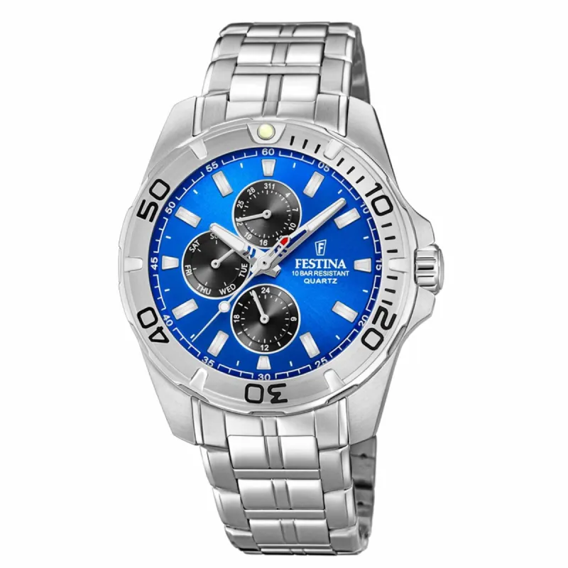 Festina F20445/4 Men's Blue Dial Multi-Function Wristwatch sold by H.S. Johnson