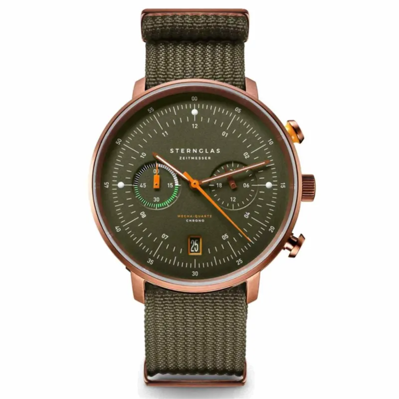 Sternglas S01-HC35-FI05 Men's Hamburg Chrono Dark Green Bronze Wristwatch sold by H.S. Johnson