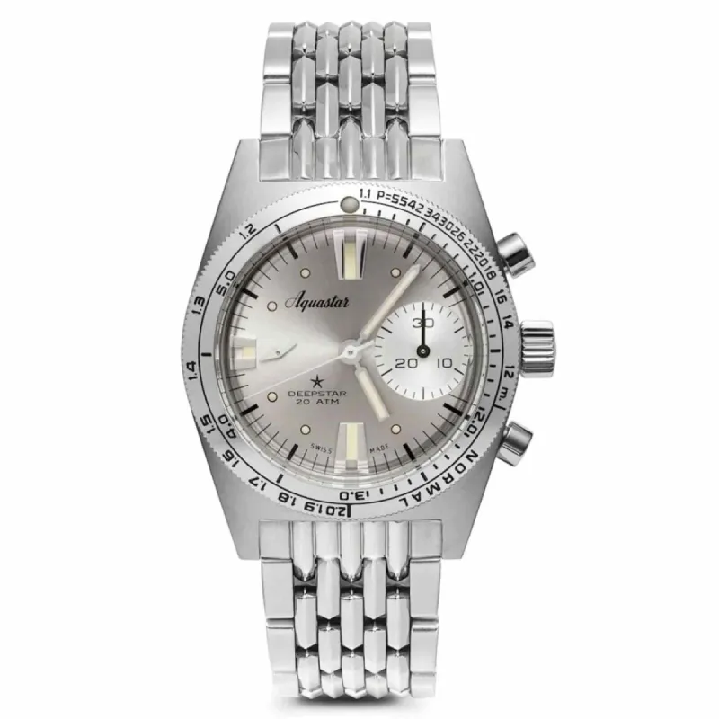 Aquastar 2023 Deepstar Chronograph Silverline Watch sold by H.S. Johnson