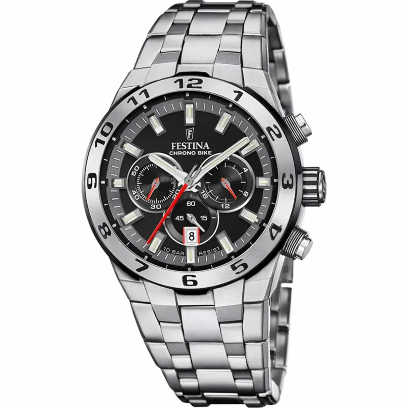 Festina F20670/6 Men's Black Chrono Bike Steel Bracelet Wristwatch sold by H.S. Johnson