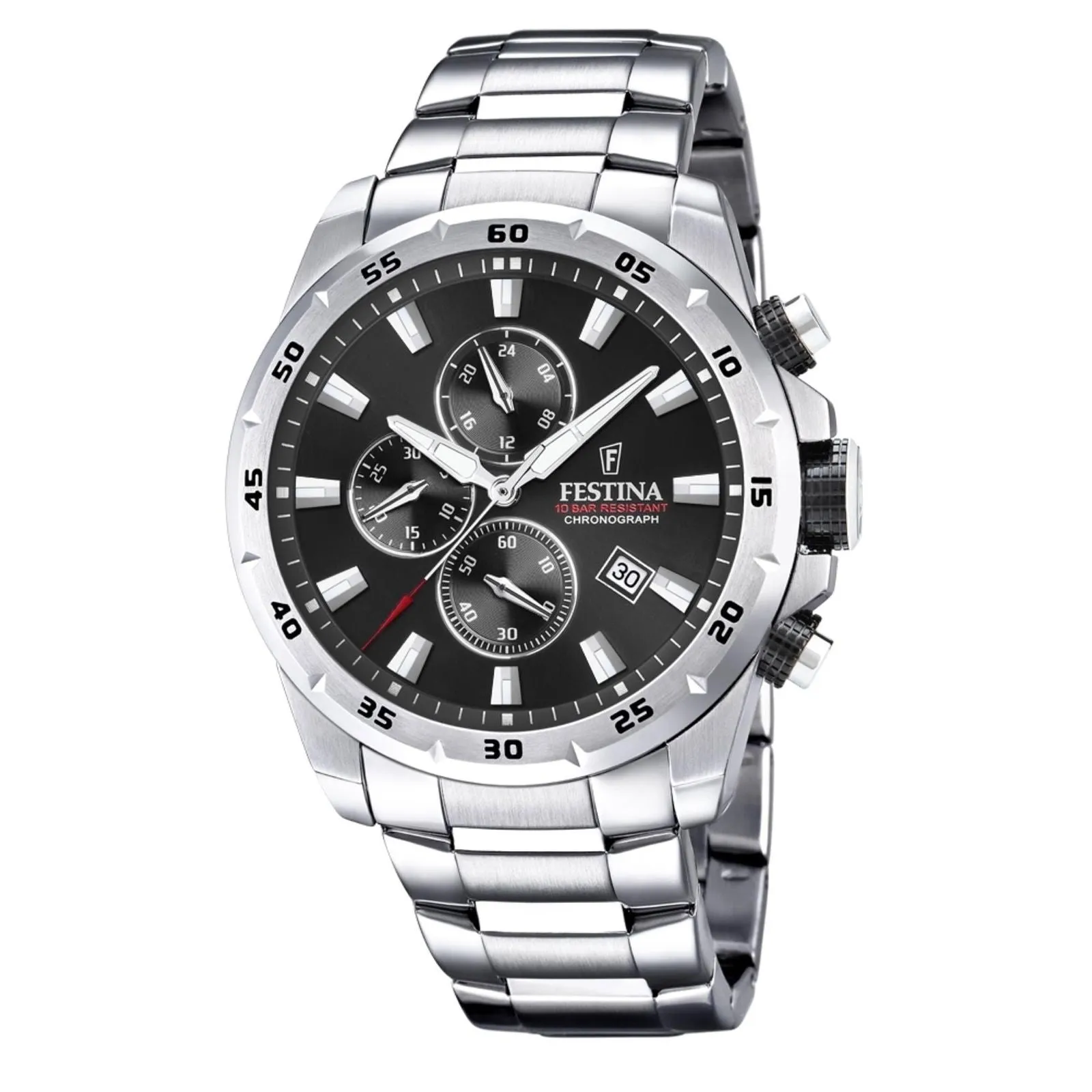 Festina F20463/4 Men's Chronograph Black Dial Silver Tone Bracelet Watch sold by H.S. Johnson