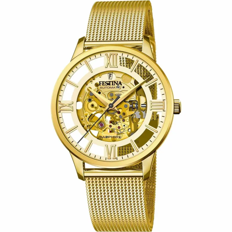 Festina F20667/1 Men's Skeleton Automatic Golden Watch sold by H.S. Johnson