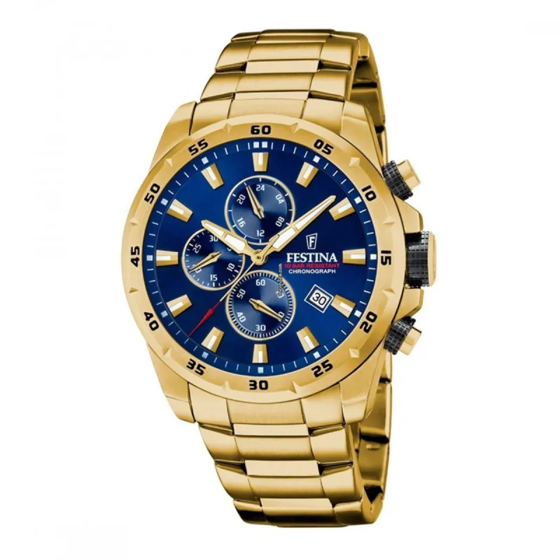 Festina F20541/2 Men's Chronograph Gold Tone Steel Bracelet Wristwatch sold by H.S. Johnson