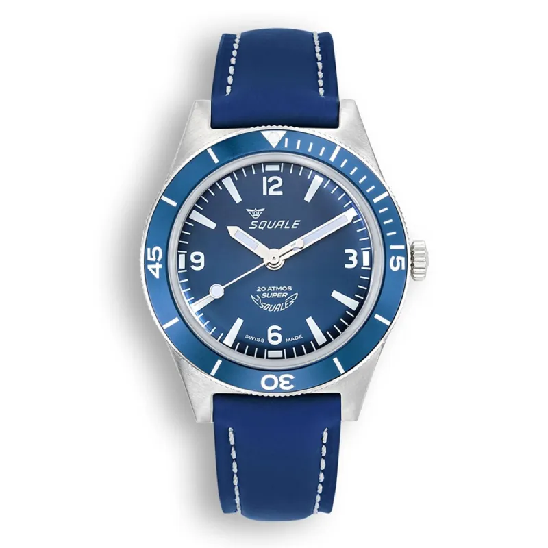 Squale SUPERMBLBL.RLBL Blue Leather Wristwatch sold by H.S. Johnson