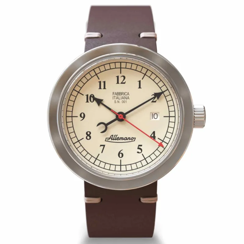 Allemano DAY-A 1919-NP-P-W-M Antique White Dial Automatic Wristwatch sold by H.S. Johnson