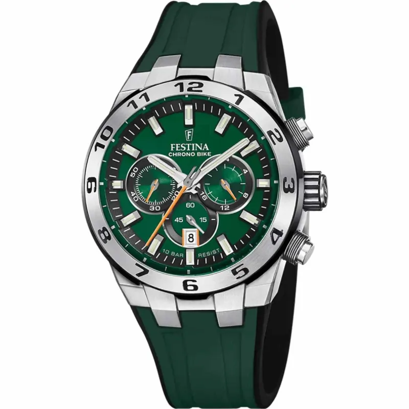 Festina F20671/2 Men's Green Chrono Bike Rubber Strap Wristwatch sold by H.S. Johnson