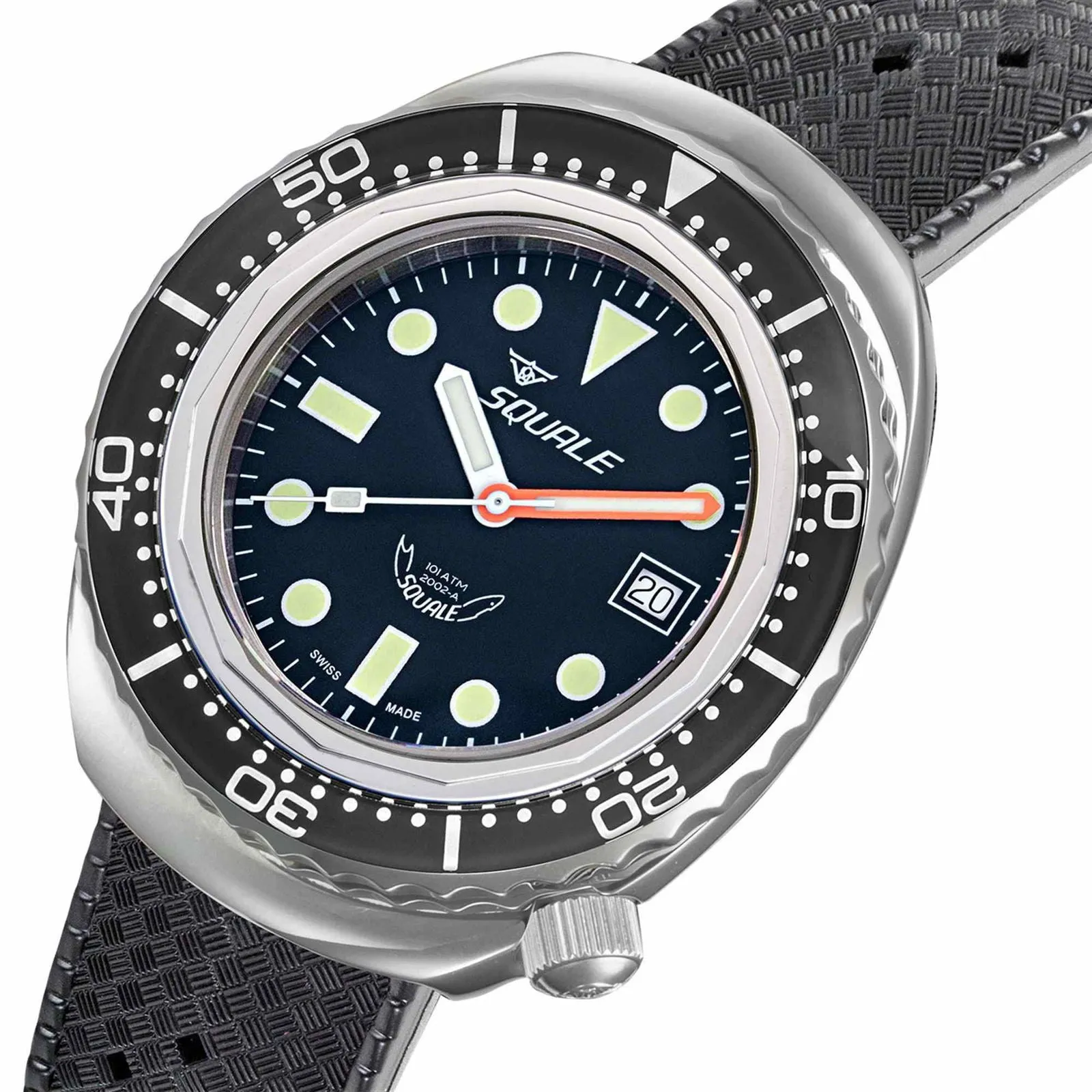Squale 2002.SS.BK.BK.HT Black Rubber Strap Wristwatch sold by H.S. Johnson product image thumbnail 2