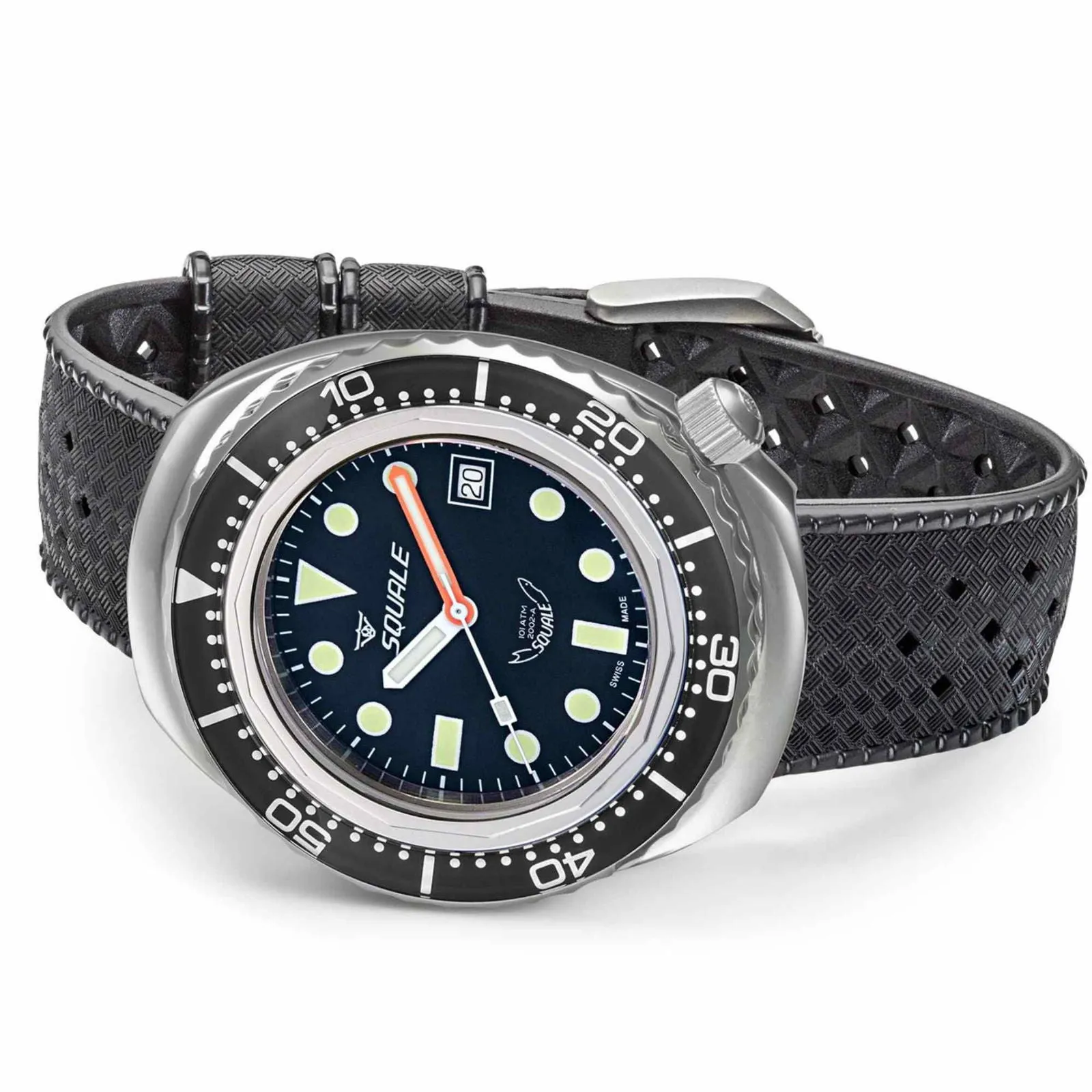 Squale 2002.SS.BK.BK.HT Black Rubber Strap Wristwatch sold by H.S. Johnson product image thumbnail 3
