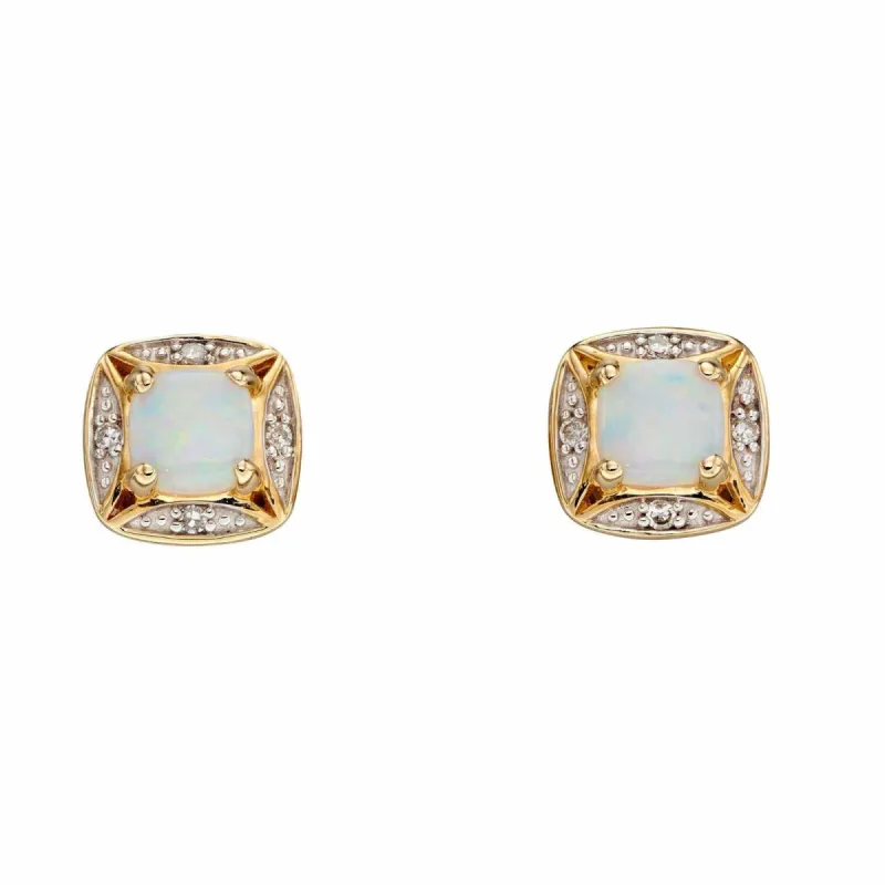 Elements Gold GE2317W Semi-Precious Earrings Diamond Surround sold by H.S. Johnson