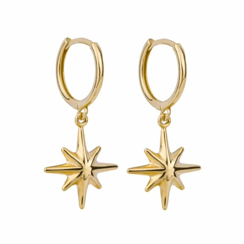 Elements Gold GE1005 Star Burst Charm Hoop Earrings sold by H.S. Johnson