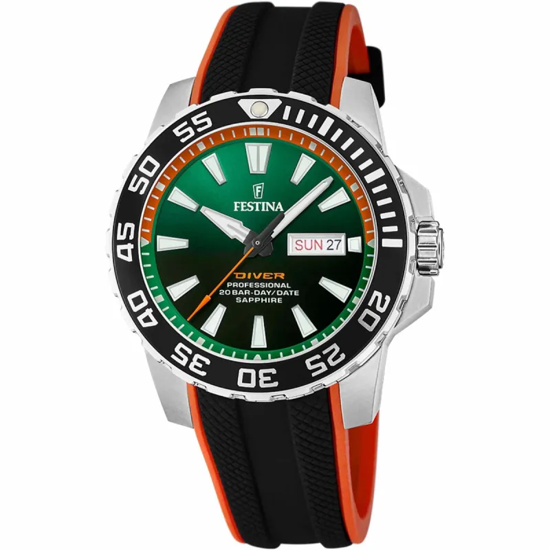 Festina F20662/2 Men's Green Dial Divers Wristwatch sold by H.S. Johnson
