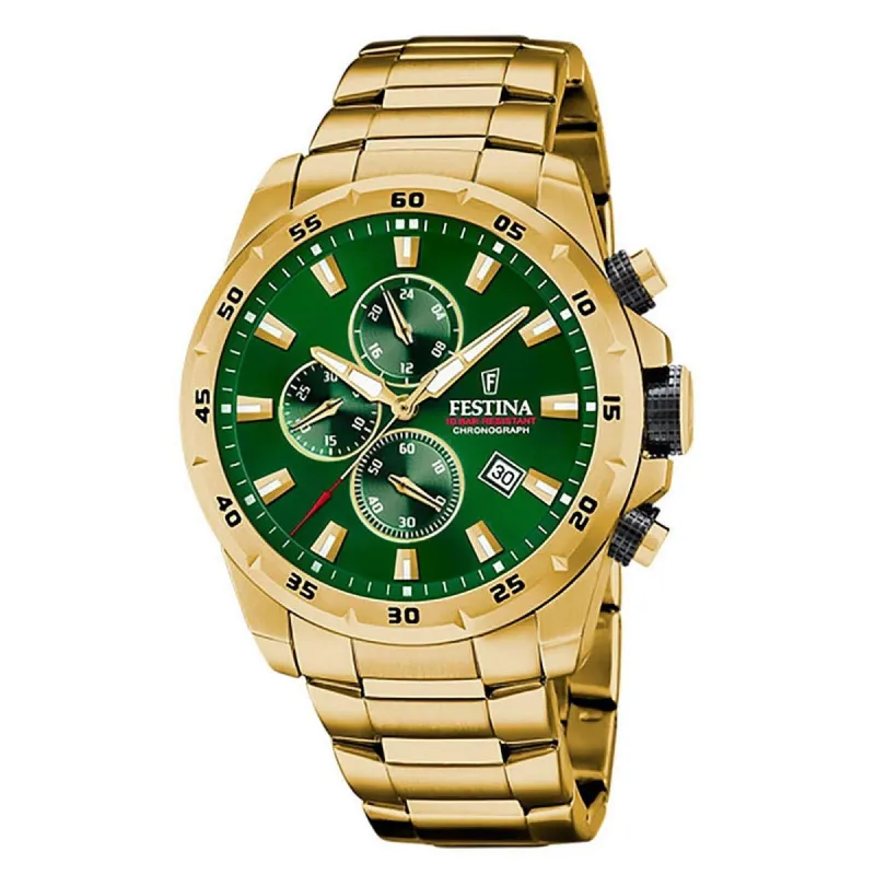 Festina F20541/3 Men's Chronograph Gold Tone Steel Bracelet Watch sold by H.S. Johnson