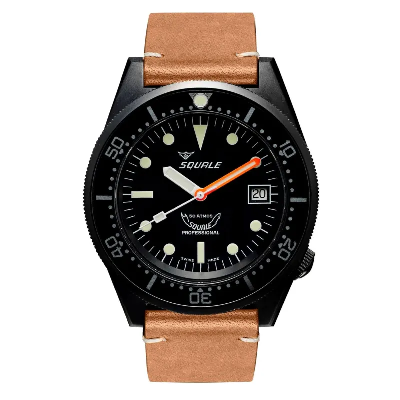 Squale 1521PVD.PC 500 Meter Swiss Automatic Dive Watch Leather sold by H.S. Johnson