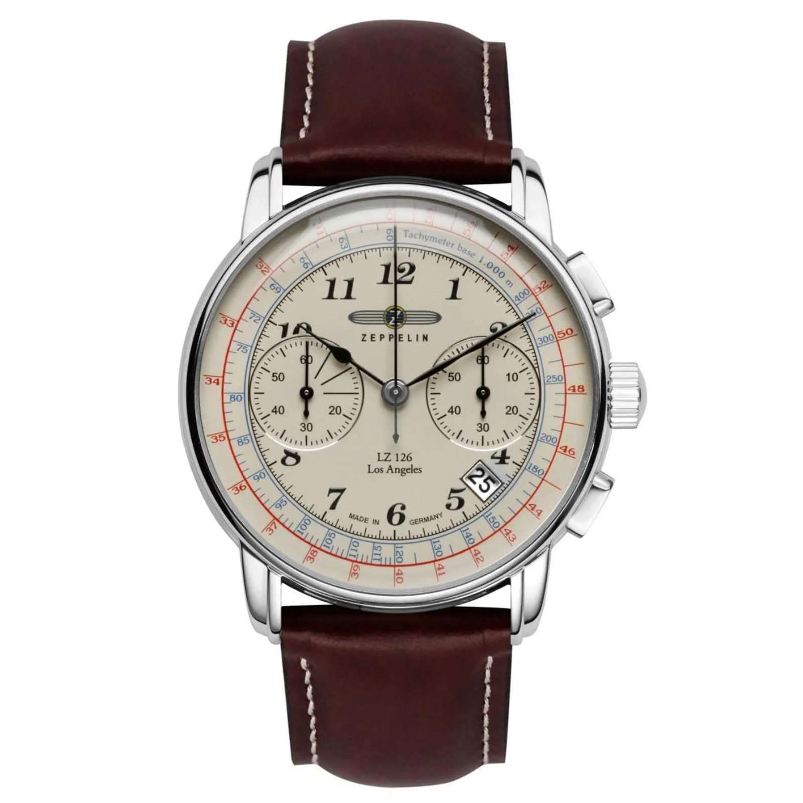 Zeppelin 7614-5 Los Angeles Chronograph Brown Leather Strap Watch sold by H.S. Johnson