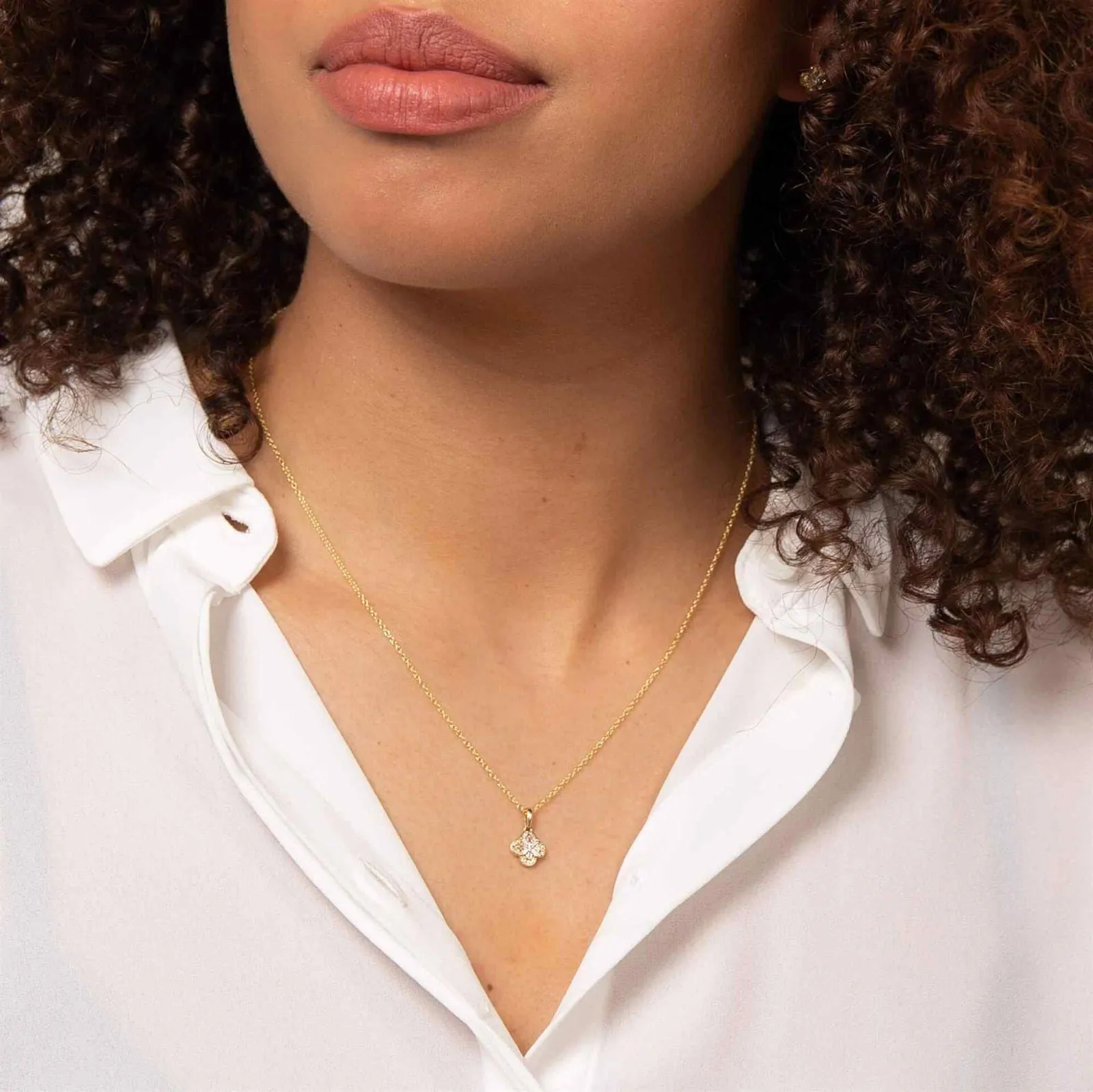 Elements Gold GP1002 Flower with Diamond Pendant Only sold by H.S. Johnson product image thumbnail 2