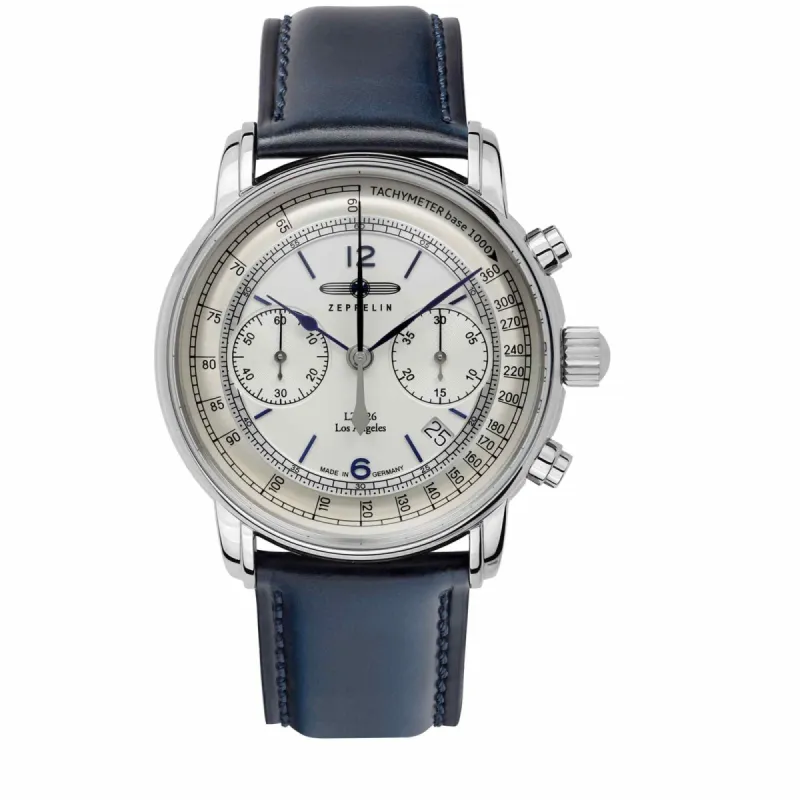 Zeppelin 8614-1 Men's Chronograph Blue Leather Strap Wristwatch sold by H.S. Johnson