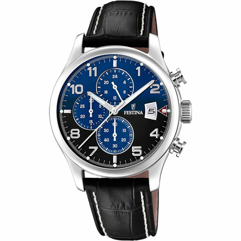 Festina F20375/7 Men's Chronograph Leather Strap Wristwatch sold by H.S. Johnson