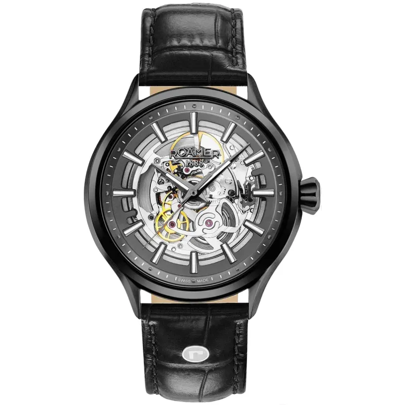 Roamer 101663 40 55 05N-X EX-DISPLAY Competence Skeleton III Black Strap Wristwatch made by H.S. Johnson