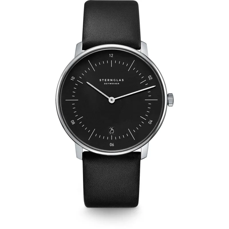 Sternglas S01-NA03-PR07 Men's Naos Black Leather Strap Wristwatch sold by H.S. Johnson