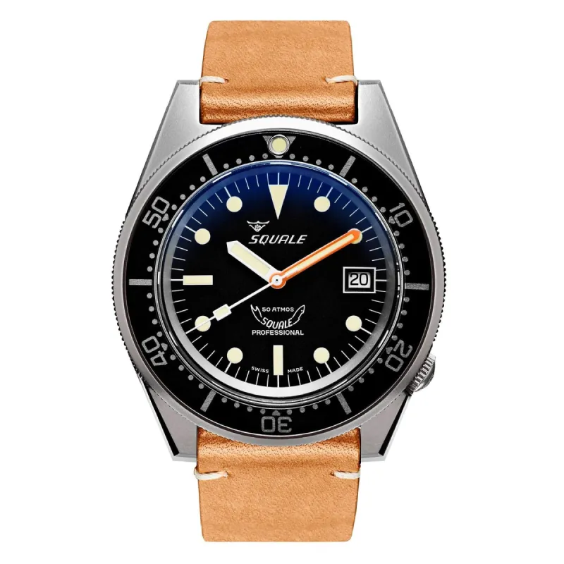 Squale 1521BKBL.PC 500 Meter Swiss Automatic Dive Watch Leather sold by H.S. Johnson