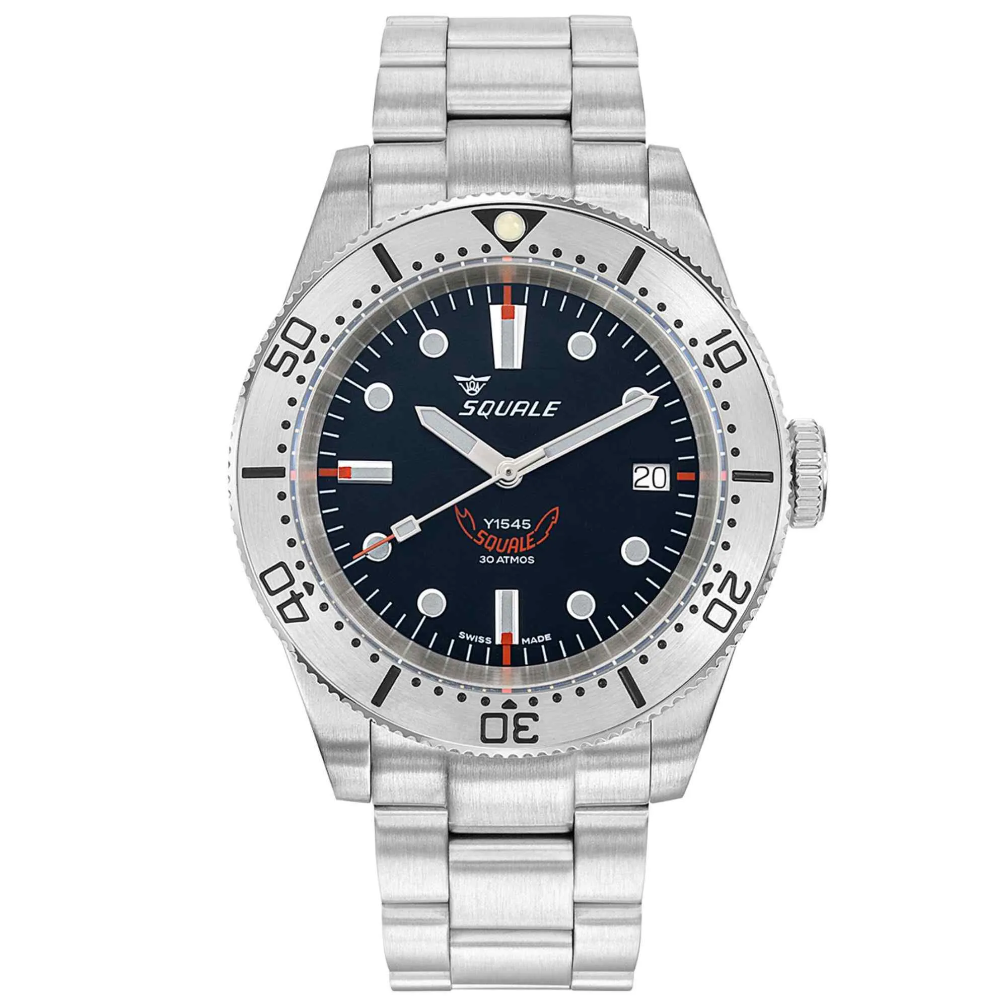 Squale 1545SSBK.AC 1545 Black Dial Steel Bracelet Watch sold by H.S. Johnson